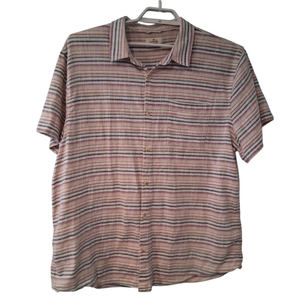 Marine Layer stretch selvage shirt mens XXL XX-Large striped button up